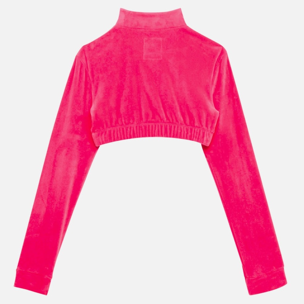 NWT Adidas x Jeremy Scott Cropped Bustier Pink Velour Zip Track Jacket Preppy - Picture 2 of 13